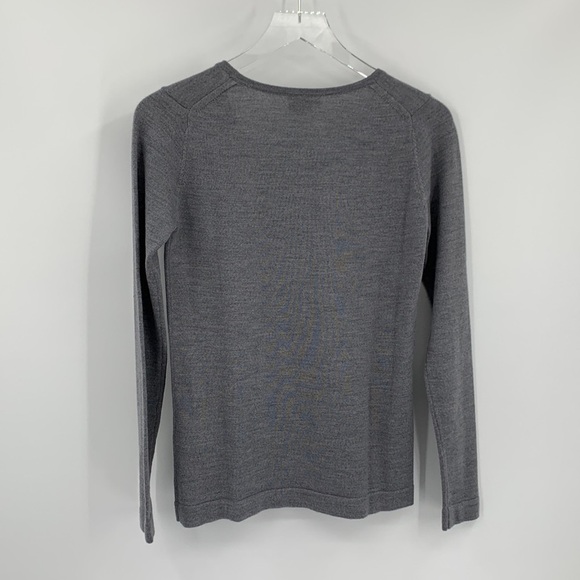Lacoste gray pleated ruffle gray sweater wool blend women 38 Small S - Picture 3 of 4